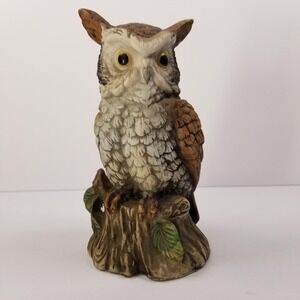 Vintage Ardco Porcelain Great Horned Owl Figurine Hand Painted Taiwan 6.25"